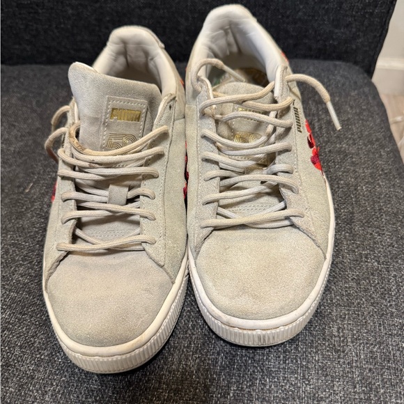 Puma Gray and Red Athletic Shoes - Picture 1 of 5